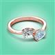 3 - Afra 1.47 ctw IGI Certified Lab Grown Diamond  Pear Shape (7x5 mm) & Aquamarine Oval Shape (7x5 mm) Toi Et Moi Engagement Ring 