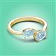 3 - Afra 1.32 ctw Aquamarine Pear Shape (7x5 mm) & Aquamarine Oval Shape (7x5 mm) Toi Et Moi Engagement Ring 