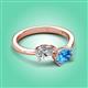 3 - Afra 1.75 ctw IGI Certified Lab Grown Diamond  Pear Shape (7x5 mm) & Blue Topaz Oval Shape (7x5 mm) Toi Et Moi Engagement Ring 