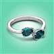 3 - Afra 1.85 ctw London Blue Topaz Pear Shape (7x5 mm) & London Blue Topaz Oval Shape (7x5 mm) Toi Et Moi Engagement Ring 