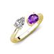 4 - Afra 1.47 ctw IGI Certified Lab Grown Diamond  Pear Shape (7x5 mm) & Amethyst Oval Shape (7x5 mm) Toi Et Moi Engagement Ring 