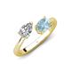 4 - Afra 1.47 ctw IGI Certified Lab Grown Diamond  Pear Shape (7x5 mm) & Aquamarine Oval Shape (7x5 mm) Toi Et Moi Engagement Ring 