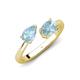 4 - Afra 1.32 ctw Aquamarine Pear Shape (7x5 mm) & Aquamarine Oval Shape (7x5 mm) Toi Et Moi Engagement Ring 