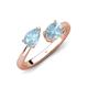 4 - Afra 1.32 ctw Aquamarine Pear Shape (7x5 mm) & Aquamarine Oval Shape (7x5 mm) Toi Et Moi Engagement Ring 