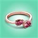 3 - Afra 1.55 ctw Pink Tourmaline Pear Shape (7x5 mm) & Pink Tourmaline Oval Shape (7x5 mm) Toi Et Moi Engagement Ring 