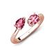 4 - Afra 1.55 ctw Pink Tourmaline Pear Shape (7x5 mm) & Pink Tourmaline Oval Shape (7x5 mm) Toi Et Moi Engagement Ring 