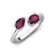 4 - Afra 1.90 ctw Rhodolite Garnet Pear Shape (7x5 mm) & Rhodolite Garnet Oval Shape (7x5 mm) Toi Et Moi Engagement Ring 