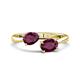 1 - Afra 1.90 ctw Rhodolite Garnet Pear Shape (7x5 mm) & Rhodolite Garnet Oval Shape (7x5 mm) Toi Et Moi Engagement Ring 