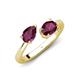 4 - Afra 1.90 ctw Rhodolite Garnet Pear Shape (7x5 mm) & Rhodolite Garnet Oval Shape (7x5 mm) Toi Et Moi Engagement Ring 