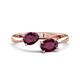 1 - Afra 1.90 ctw Rhodolite Garnet Pear Shape (7x5 mm) & Rhodolite Garnet Oval Shape (7x5 mm) Toi Et Moi Engagement Ring 