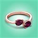 3 - Afra 1.90 ctw Rhodolite Garnet Pear Shape (7x5 mm) & Rhodolite Garnet Oval Shape (7x5 mm) Toi Et Moi Engagement Ring 