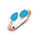 4 - Afra 1.05 ctw Turquoise Pear Shape (7x5 mm) & Turquoise Oval Shape (7x5 mm) Toi Et Moi Engagement Ring 