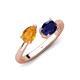 4 - Afra 1.55 ctw Citrine Pear Shape (7x5 mm) & Blue Sapphire Oval Shape (7x5 mm) Toi Et Moi Engagement Ring 