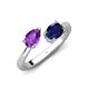 4 - Afra 1.55 ctw Amethyst Pear Shape (7x5 mm) & Blue Sapphire Oval Shape (7x5 mm) Toi Et Moi Engagement Ring 