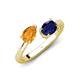 4 - Afra 1.55 ctw Citrine Pear Shape (7x5 mm) & Blue Sapphire Oval Shape (7x5 mm) Toi Et Moi Engagement Ring 