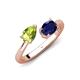 4 - Afra 1.70 ctw Peridot Pear Shape (7x5 mm) & Blue Sapphire Oval Shape (7x5 mm) Toi Et Moi Engagement Ring 