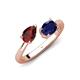 4 - Afra 1.80 ctw Red Garnet Pear Shape (7x5 mm) & Blue Sapphire Oval Shape (7x5 mm) Toi Et Moi Engagement Ring 
