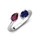 4 - Afra 1.80 ctw Rhodolite Garnet Pear Shape (7x5 mm) & Blue Sapphire Oval Shape (7x5 mm) Toi Et Moi Engagement Ring 