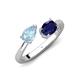 4 - Afra 1.50 ctw Aquamarine Pear Shape (7x5 mm) & Blue Sapphire Oval Shape (7x5 mm) Toi Et Moi Engagement Ring 