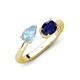 4 - Afra 1.50 ctw Aquamarine Pear Shape (7x5 mm) & Blue Sapphire Oval Shape (7x5 mm) Toi Et Moi Engagement Ring 