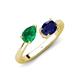 4 - Afra 1.70 ctw Emerald Pear Shape (7x5 mm) & Blue Sapphire Oval Shape (7x5 mm) Toi Et Moi Engagement Ring 