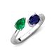 4 - Afra 1.70 ctw Emerald Pear Shape (7x5 mm) & Blue Sapphire Oval Shape (7x5 mm) Toi Et Moi Engagement Ring 