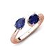 4 - Afra 1.50 ctw Iolite Pear Shape (7x5 mm) & Blue Sapphire Oval Shape (7x5 mm) Toi Et Moi Engagement Ring 