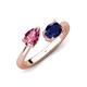 4 - Afra 1.60 ctw Pink Tourmaline Pear Shape (7x5 mm) & Blue Sapphire Oval Shape (7x5 mm) Toi Et Moi Engagement Ring 