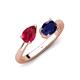 4 - Afra 1.85 ctw Ruby Pear Shape (7x5 mm) & Blue Sapphire Oval Shape (7x5 mm) Toi Et Moi Engagement Ring 