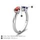 5 - Afra 1.80 ctw Red Garnet Pear Shape (7x5 mm) & Blue Sapphire Oval Shape (7x5 mm) Toi Et Moi Engagement Ring 