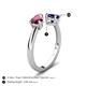 5 - Afra 1.80 ctw Rhodolite Garnet Pear Shape (7x5 mm) & Blue Sapphire Oval Shape (7x5 mm) Toi Et Moi Engagement Ring 