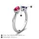 5 - Afra 1.85 ctw Ruby Pear Shape (7x5 mm) & Blue Sapphire Oval Shape (7x5 mm) Toi Et Moi Engagement Ring 