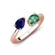 4 - Afra 2.06 ctw Blue Sapphire Pear Shape (7x5 mm) & Lab Created Alexandrite Oval Shape (7x5 mm) Toi Et Moi Engagement Ring 