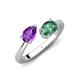 4 - Afra 1.81 ctw Amethyst Pear Shape (7x5 mm) & Lab Created Alexandrite Oval Shape (7x5 mm) Toi Et Moi Engagement Ring 