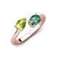 4 - Afra 1.96 ctw Peridot Pear Shape (7x5 mm) & Lab Created Alexandrite Oval Shape (7x5 mm) Toi Et Moi Engagement Ring 