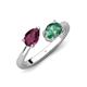 4 - Afra 2.06 ctw Rhodolite Garnet Pear Shape (7x5 mm) & Lab Created Alexandrite Oval Shape (7x5 mm) Toi Et Moi Engagement Ring 