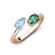 4 - Afra 1.76 ctw Aquamarine Pear Shape (7x5 mm) & Lab Created Alexandrite Oval Shape (7x5 mm) Toi Et Moi Engagement Ring 