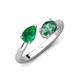 4 - Afra 1.96 ctw Emerald Pear Shape (7x5 mm) & Lab Created Alexandrite Oval Shape (7x5 mm) Toi Et Moi Engagement Ring 