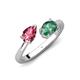4 - Afra 1.86 ctw Pink Tourmaline Pear Shape (7x5 mm) & Lab Created Alexandrite Oval Shape (7x5 mm) Toi Et Moi Engagement Ring 