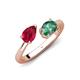 4 - Afra 2.11 ctw Ruby Pear Shape (7x5 mm) & Lab Created Alexandrite Oval Shape (7x5 mm) Toi Et Moi Engagement Ring 