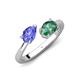 4 - Afra 1.91 ctw Tanzanite Pear Shape (7x5 mm) & Lab Created Alexandrite Oval Shape (7x5 mm) Toi Et Moi Engagement Ring 