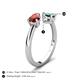 5 - Afra 2.06 ctw Red Garnet Pear Shape (7x5 mm) & Lab Created Alexandrite Oval Shape (7x5 mm) Toi Et Moi Engagement Ring 