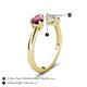 5 - Afra 1.70 ctw Rhodolite Garnet Pear Shape (7x5 mm) & IGI Certified Lab Grown Diamond Oval Shape (7x5 mm) Toi Et Moi Engagement Ring 