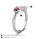 5 - Afra 1.70 ctw Rhodolite Garnet Pear Shape (7x5 mm) & IGI Certified Lab Grown Diamond Oval Shape (7x5 mm) Toi Et Moi Engagement Ring 