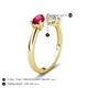 5 - Afra 1.75 ctw Ruby Pear Shape (7x5 mm) & IGI Certified Lab Grown Diamond Oval Shape (7x5 mm) Toi Et Moi Engagement Ring 