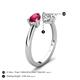 5 - Afra 1.75 ctw Ruby Pear Shape (7x5 mm) & IGI Certified Lab Grown Diamond Oval Shape (7x5 mm) Toi Et Moi Engagement Ring 