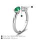 5 - Afra 1.80 ctw Emerald Pear Shape (7x5 mm) & White Sapphire Oval Shape (7x5 mm) Toi Et Moi Engagement Ring 