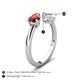 5 - Afra 1.62 ctw Red Garnet Pear Shape (7x5 mm) & Aquamarine Oval Shape (7x5 mm) Toi Et Moi Engagement Ring 