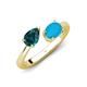 4 - Afra 1.55 ctw London Blue Topaz Pear Shape (7x5 mm) & Turquoise Oval Shape (7x5 mm) Toi Et Moi Engagement Ring 