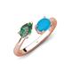 4 - Afra 1.56 ctw Lab Created Alexandrite Pear Shape (7x5 mm) & Turquoise Oval Shape (7x5 mm) Toi Et Moi Engagement Ring 